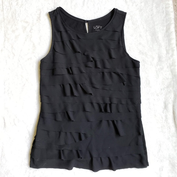 LOFT Flowy Layered Ruffle Shell Tank - Picture 2 of 8
